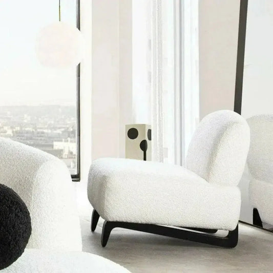 Armless Curved Back White Boucle Sherpa Slipper Chair - LOOMLAN - Diamond Sofa - Accent Chairs