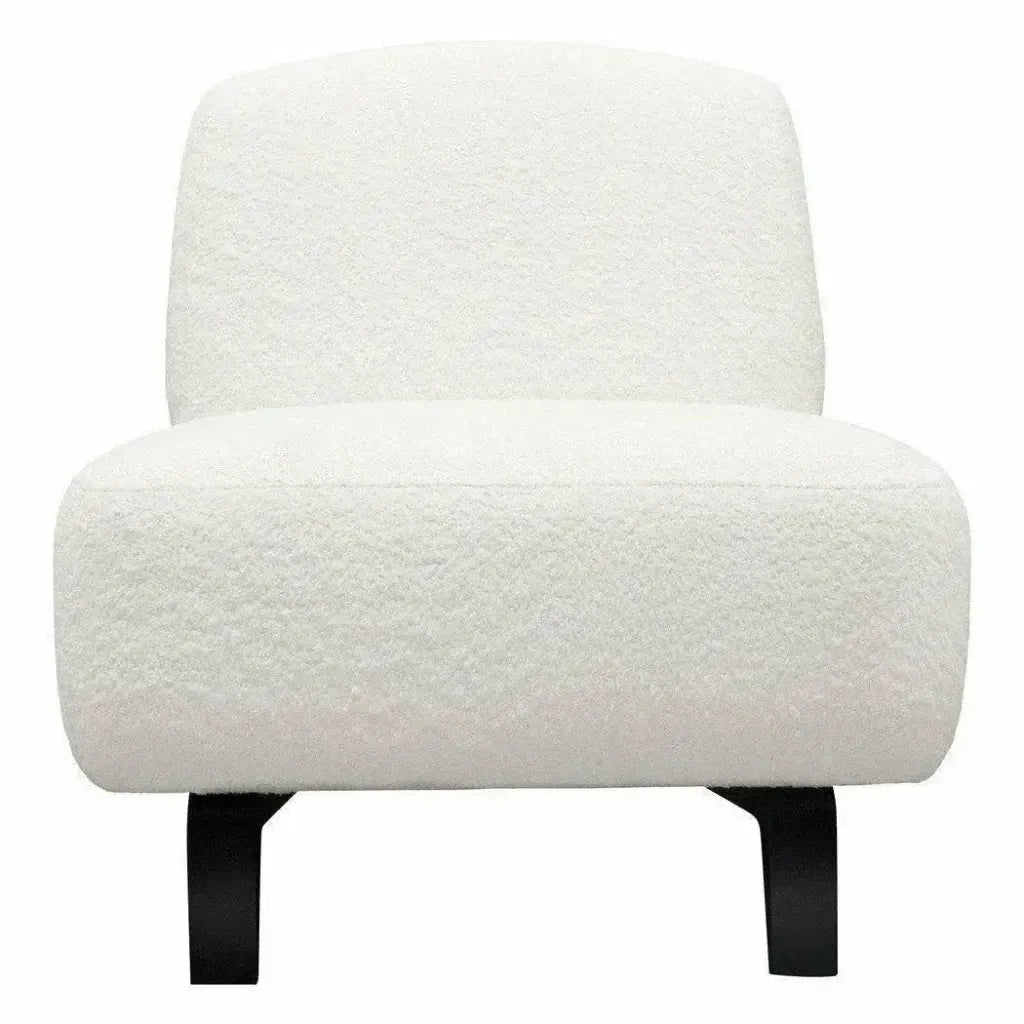 Armless Curved Back White Boucle Sherpa Slipper Chair - LOOMLAN - Diamond Sofa - Accent Chairs