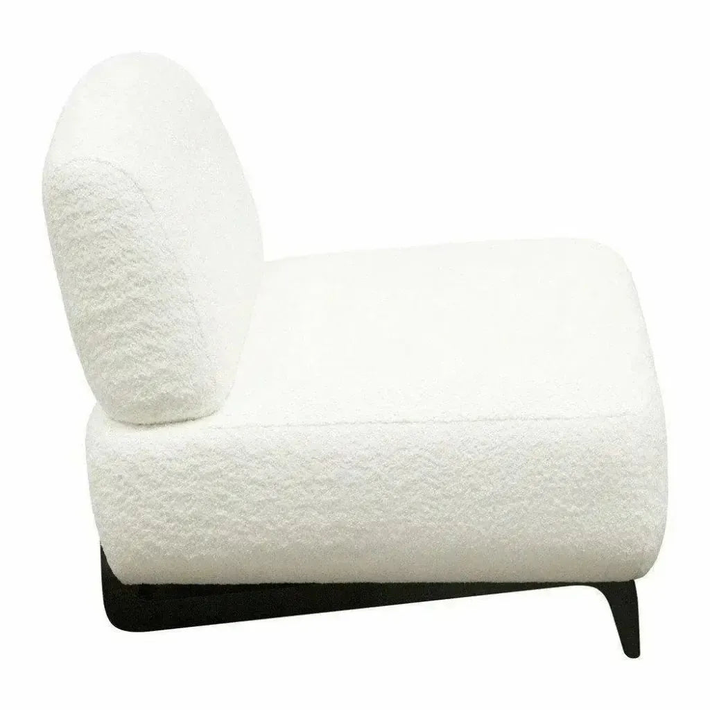 Armless Curved Back White Boucle Sherpa Slipper Chair - LOOMLAN - Diamond Sofa - Accent Chairs