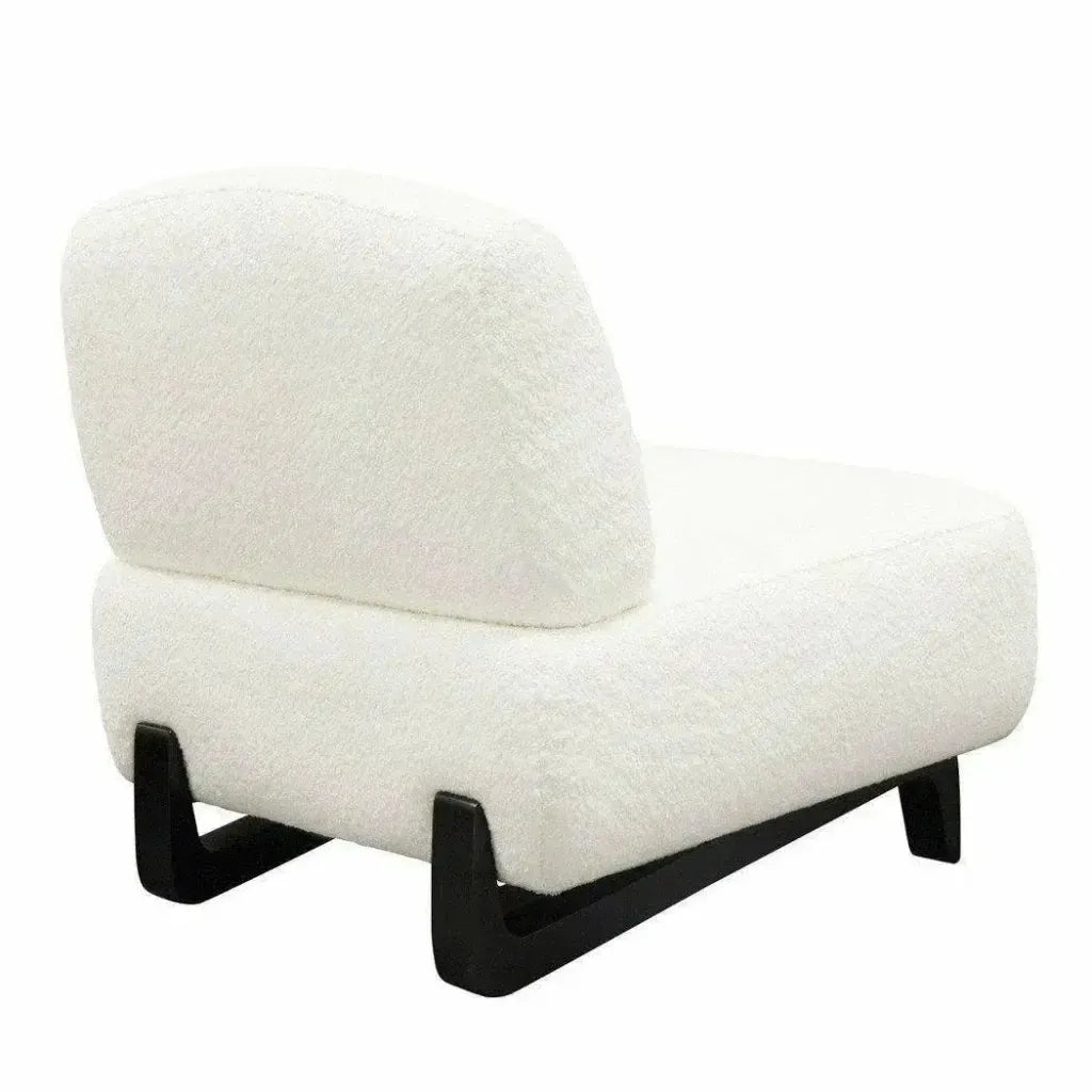 Armless Curved Back White Boucle Sherpa Slipper Chair - LOOMLAN - Diamond Sofa - Accent Chairs