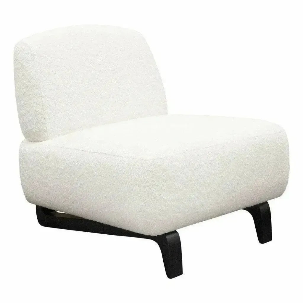Armless Curved Back White Boucle Sherpa Slipper Chair - LOOMLAN - Diamond Sofa - Accent Chairs