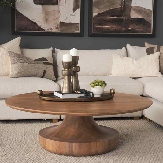 Arno Wooden Sculptural Round Coffee Table