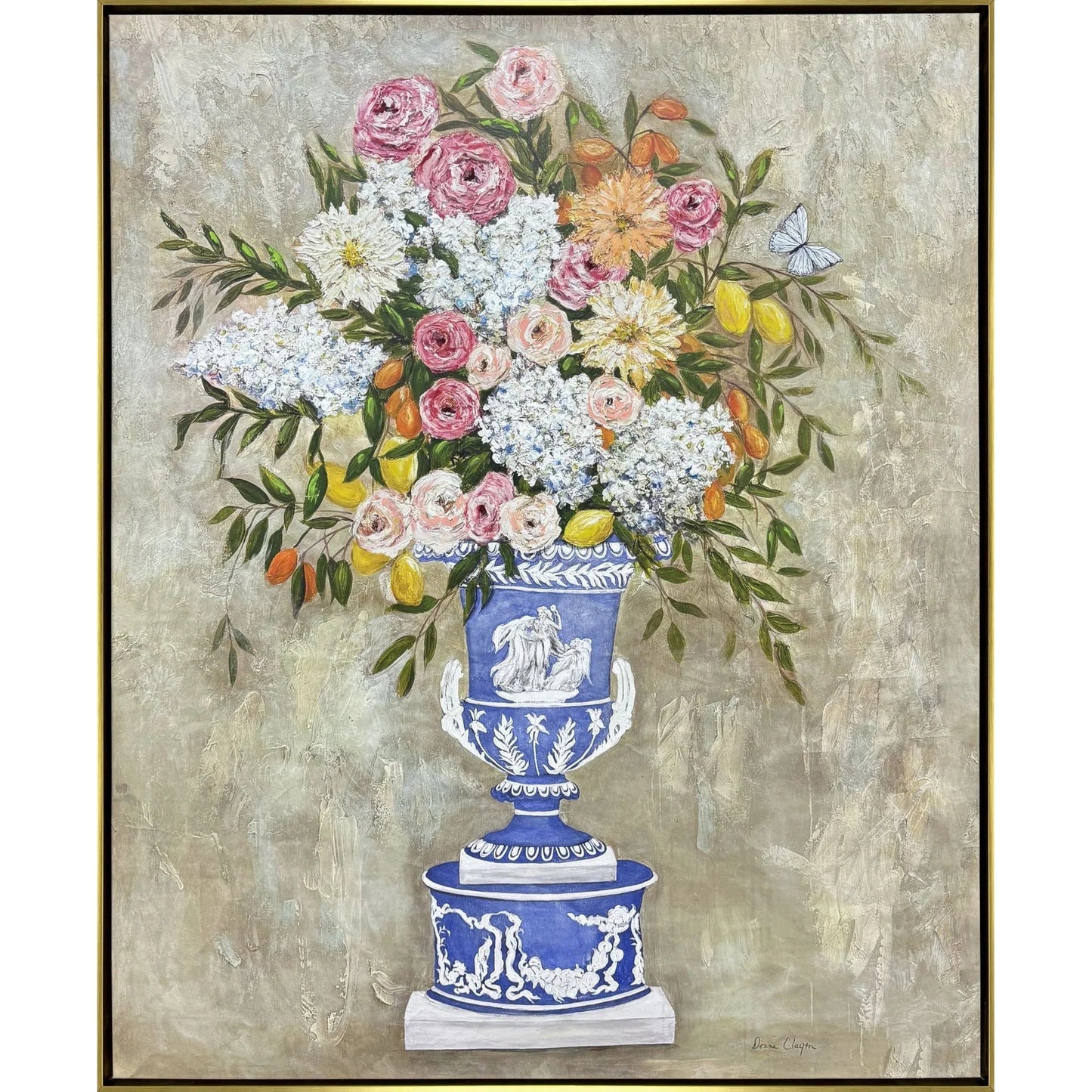 Arrangement in Blue Wood Frame Canvas Art