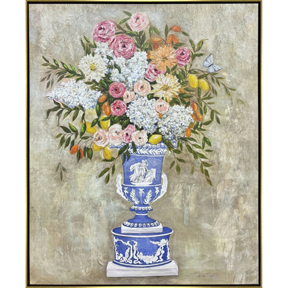 Arrangement in Blue Wood Frame Canvas Art