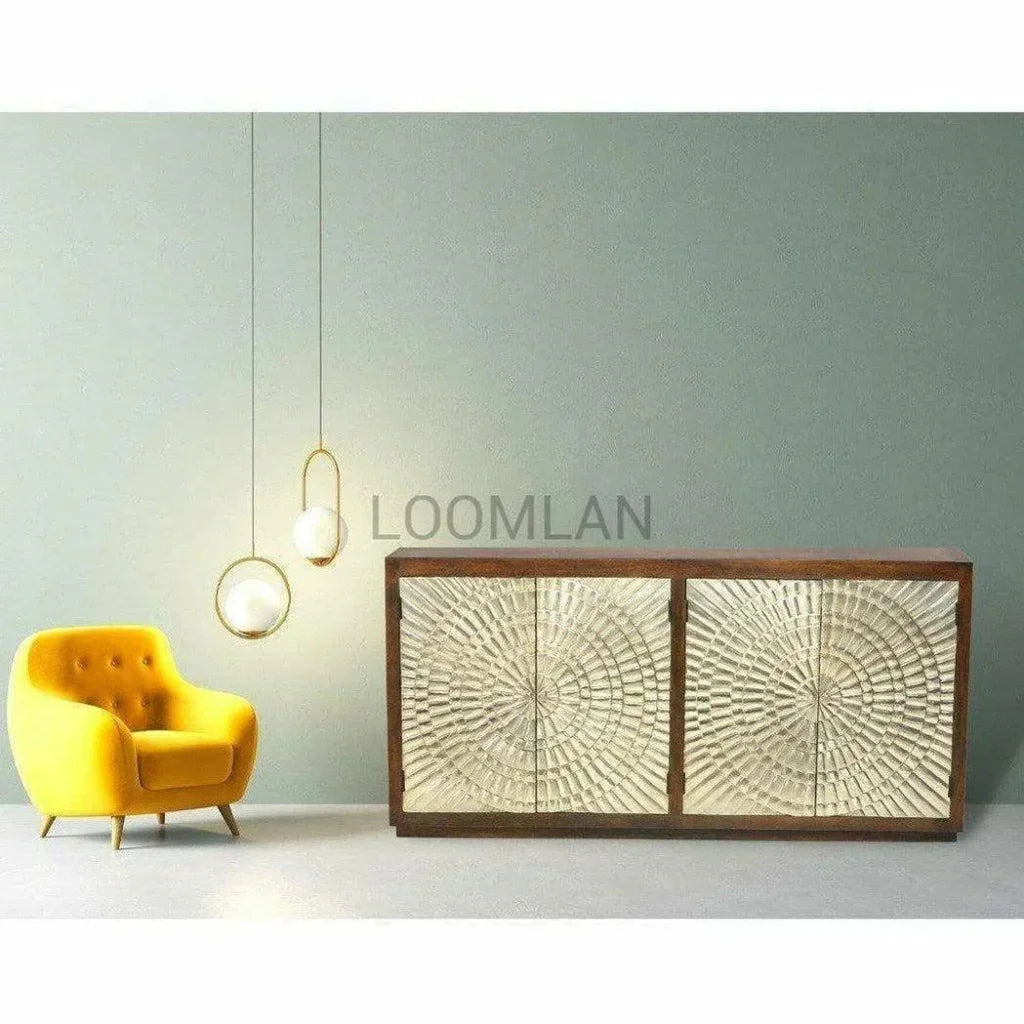 Silver 4 Galvanized Doors Cabinet Greece - LOOMLAN - LOOMLAN - Sideboards