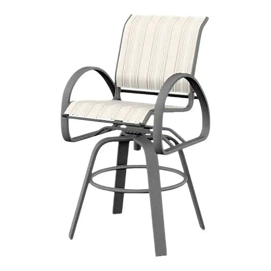 Aruba II Sling Bar Height Swivel Cafe Chair-Outdoor Accent Chairs-Telescope-LOOMLAN