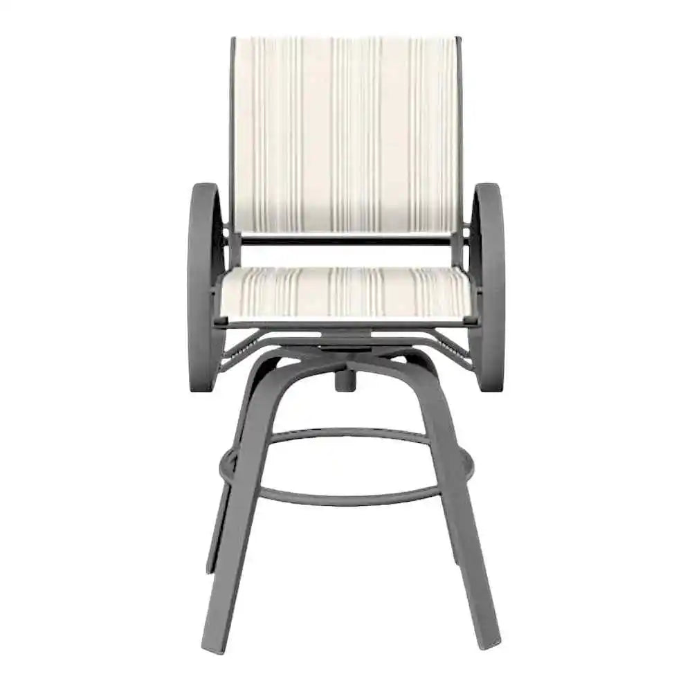 Aruba II Sling Bar Height Swivel Cafe Chair-Outdoor Accent Chairs-Telescope-LOOMLAN