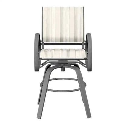 Aruba II Sling Bar Height Swivel Cafe Chair-Outdoor Accent Chairs-Telescope-LOOMLAN