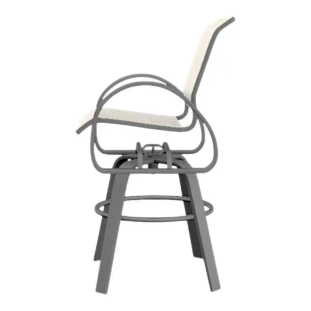 Aruba II Sling Bar Height Swivel Cafe Chair-Outdoor Accent Chairs-Telescope-LOOMLAN