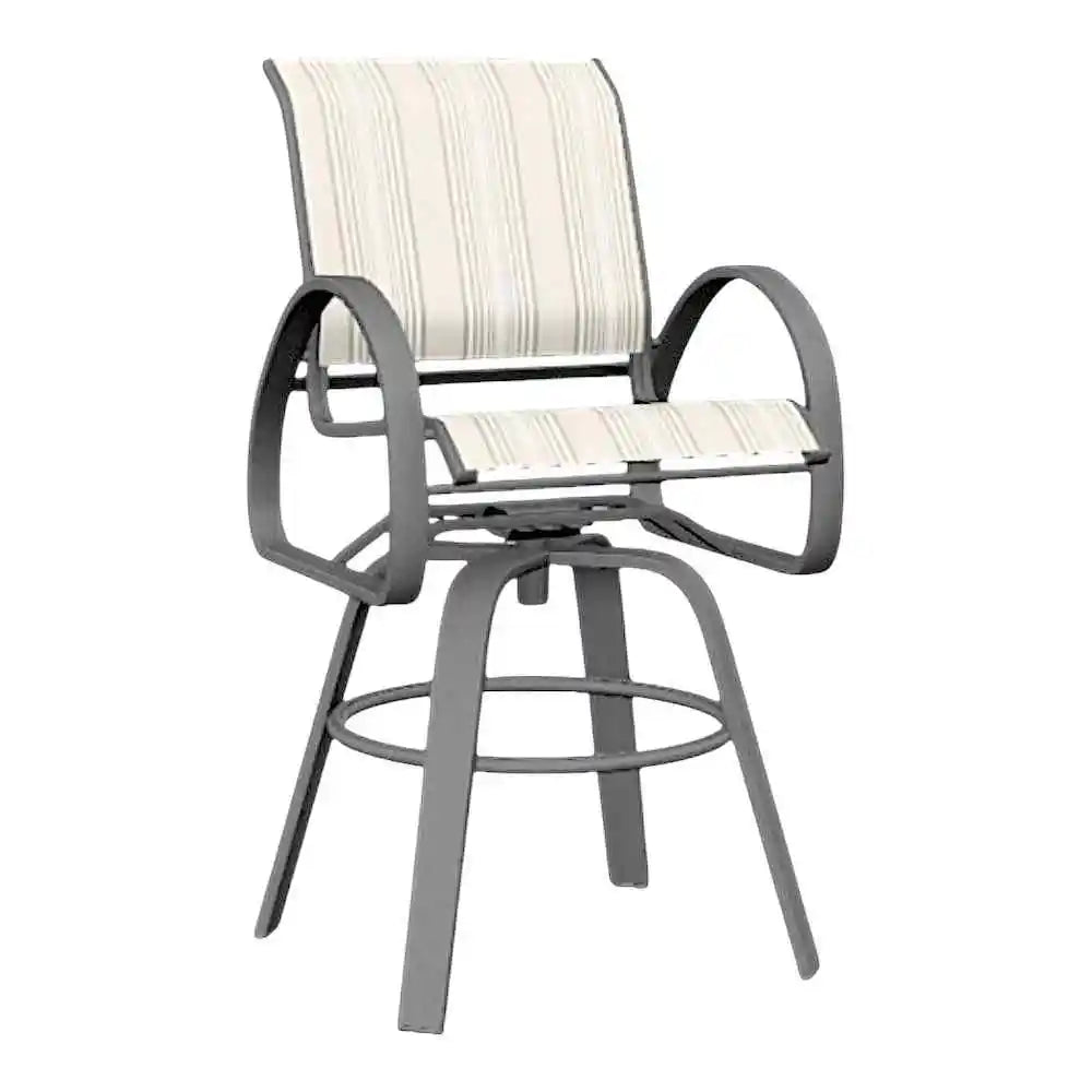 Aruba II Sling Bar Height Swivel Cafe Chair-Outdoor Accent Chairs-Telescope-LOOMLAN