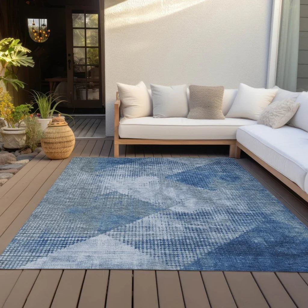 Arvaya Blue Washable Indoor-Outdoor Rug-Outdoor Rugs-LOOMLAN Rugs-LOOMLAN