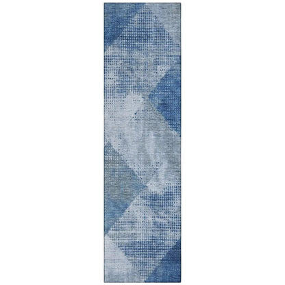 Arvaya Blue Washable Indoor-Outdoor Rug-Outdoor Rugs-LOOMLAN Rugs-2'3" x 7'6"-LOOMLAN