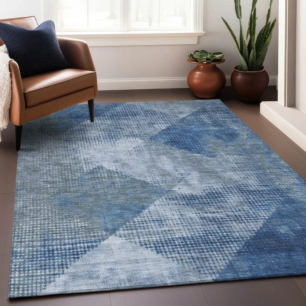 Arvaya Blue Washable Indoor-Outdoor Rug-Outdoor Rugs-LOOMLAN Rugs-LOOMLAN