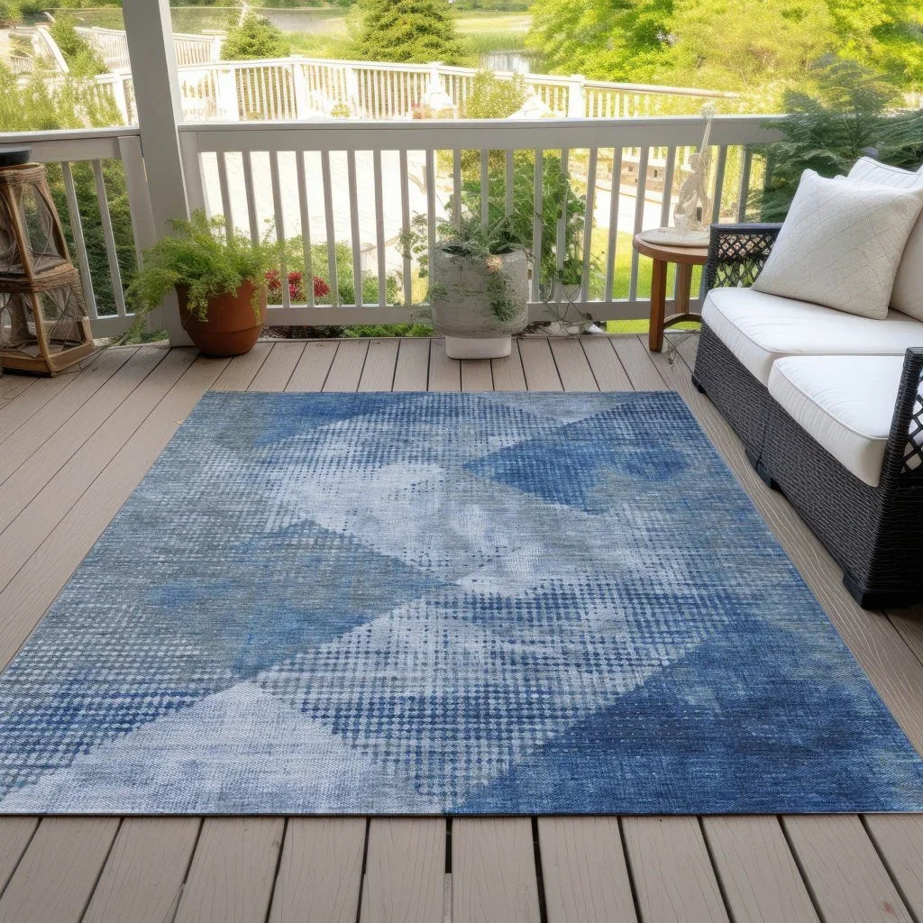 Arvaya Blue Washable Indoor-Outdoor Rug-Outdoor Rugs-LOOMLAN Rugs-LOOMLAN
