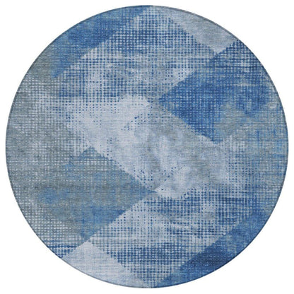Arvaya Blue Washable Indoor-Outdoor Rug-Outdoor Rugs-LOOMLAN Rugs-8' x 8'-LOOMLAN
