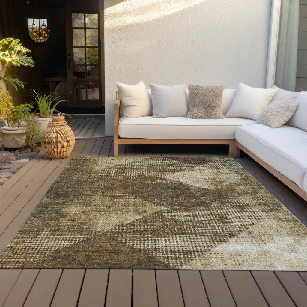 Arvaya Brown Washable Indoor-Outdoor Rug-Outdoor Rugs-LOOMLAN Rugs-LOOMLAN