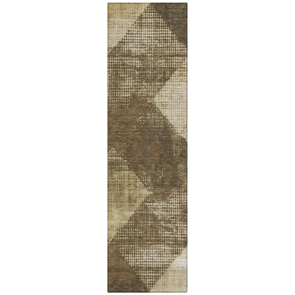 Arvaya Brown Washable Indoor-Outdoor Rug-Outdoor Rugs-LOOMLAN Rugs-2'3" x 7'6"-LOOMLAN