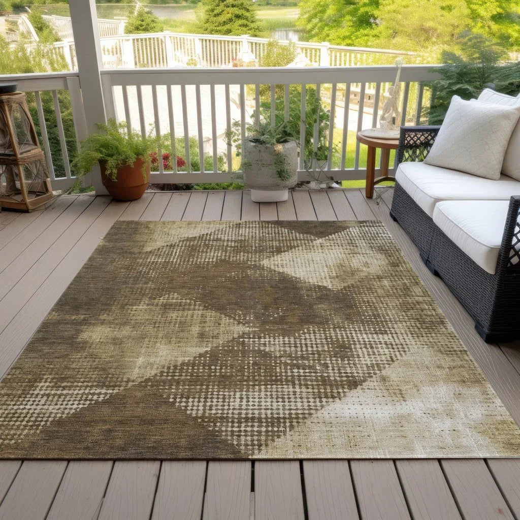 Arvaya Brown Washable Indoor-Outdoor Rug-Outdoor Rugs-LOOMLAN Rugs-LOOMLAN