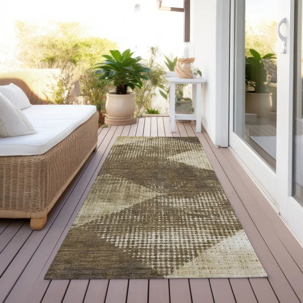 Arvaya Brown Washable Indoor-Outdoor Rug-Outdoor Rugs-LOOMLAN Rugs-LOOMLAN