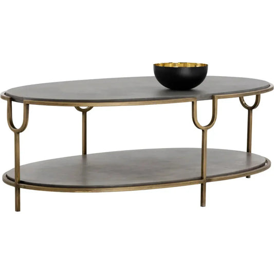 Arya Coffee Table With Concrete Top & Brass - LOOMLAN - SUNPAN - Coffee Tables
