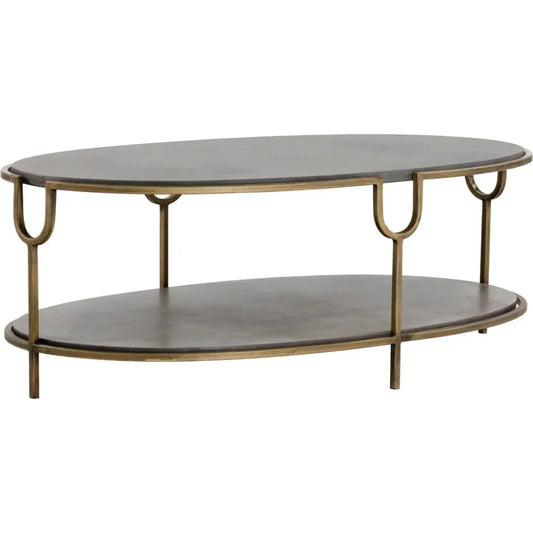 Arya Coffee Table With Concrete Top & Brass - LOOMLAN - SUNPAN - Coffee Tables