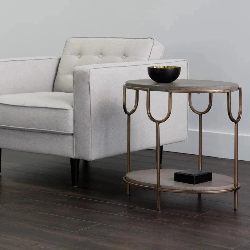 Arya Side Table Concrete Top & Antique Brass - LOOMLAN - SUNPAN - Side Tables