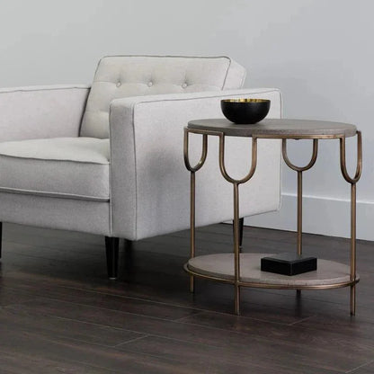 Arya Side Table Concrete Top & Antique Brass - LOOMLAN - SUNPAN - Side Tables