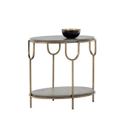 Arya Side Table Concrete Top & Antique Brass - LOOMLAN - SUNPAN - Side Tables
