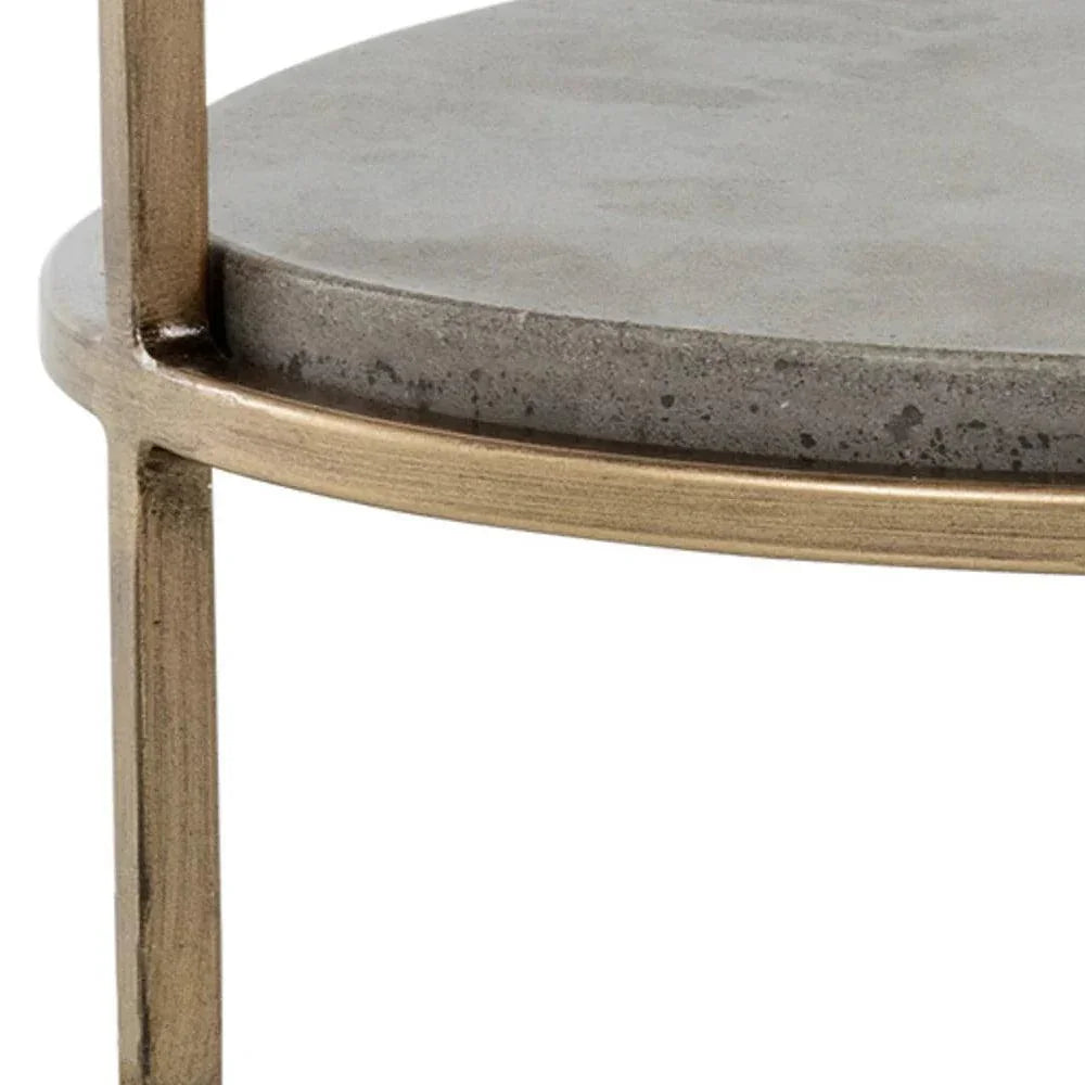 Arya Side Table Concrete Top & Antique Brass - LOOMLAN - SUNPAN - Side Tables