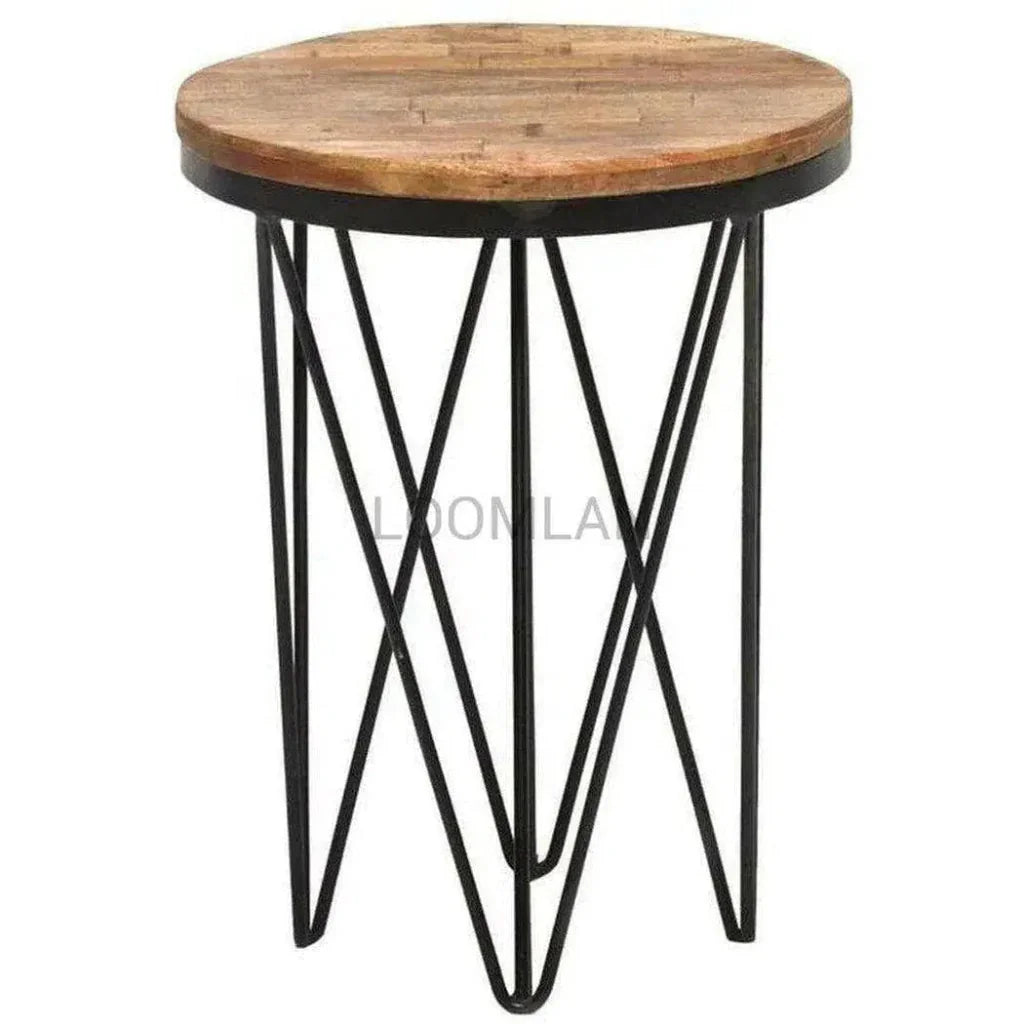 Round End Side Table Reclaimed Wood - LOOMLAN - LOOMLAN - Side Tables