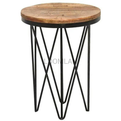 Round End Side Table Reclaimed Wood - LOOMLAN - LOOMLAN - Side Tables