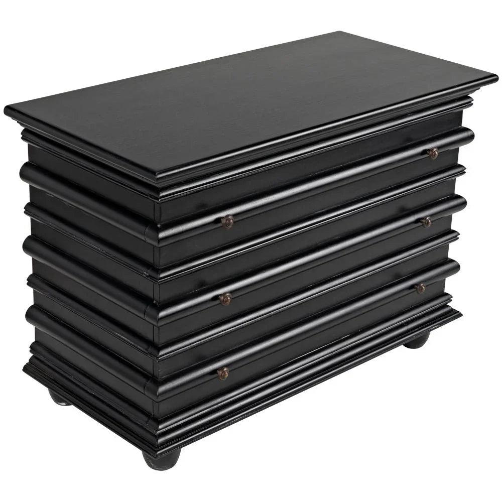 Ascona Three Drawer Wooden Chest - LOOMLAN - Noir - Chests