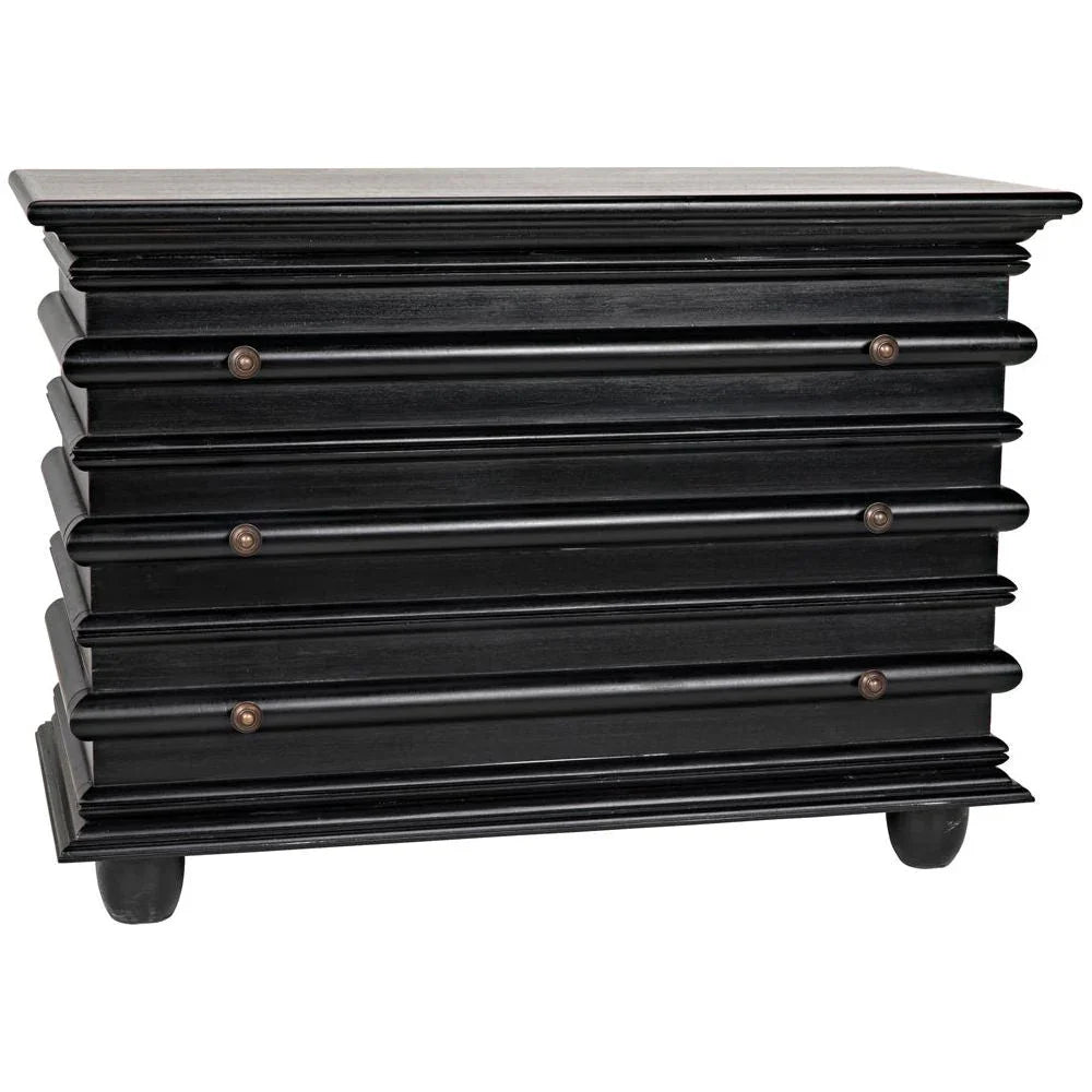 Ascona Three Drawer Wooden Chest - LOOMLAN - Noir - Chests