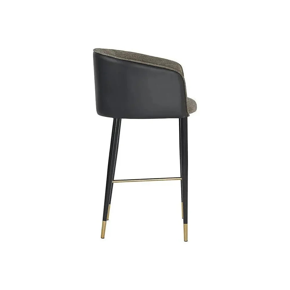 Asher Barrel Back Leather Barstool - LOOMLAN - SUNPAN - Bar Stools