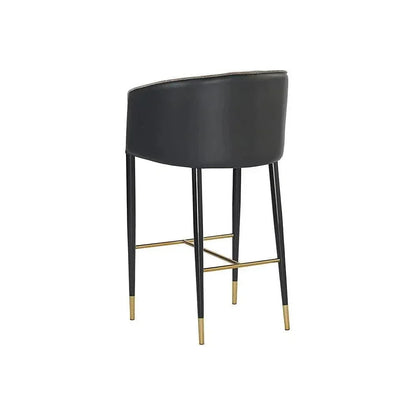 Asher Barrel Back Leather Barstool - LOOMLAN - SUNPAN - Bar Stools