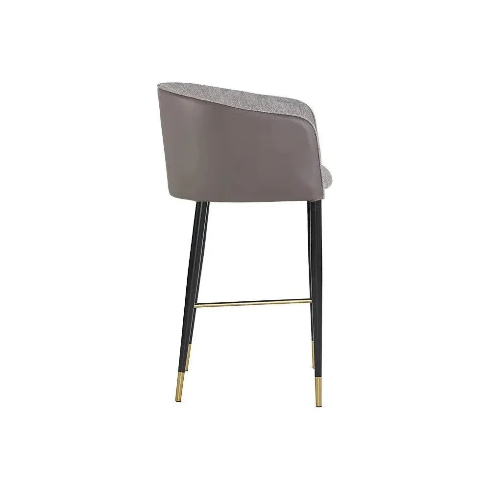 Asher Barrel Back Leather Barstool - LOOMLAN - SUNPAN - Bar Stools