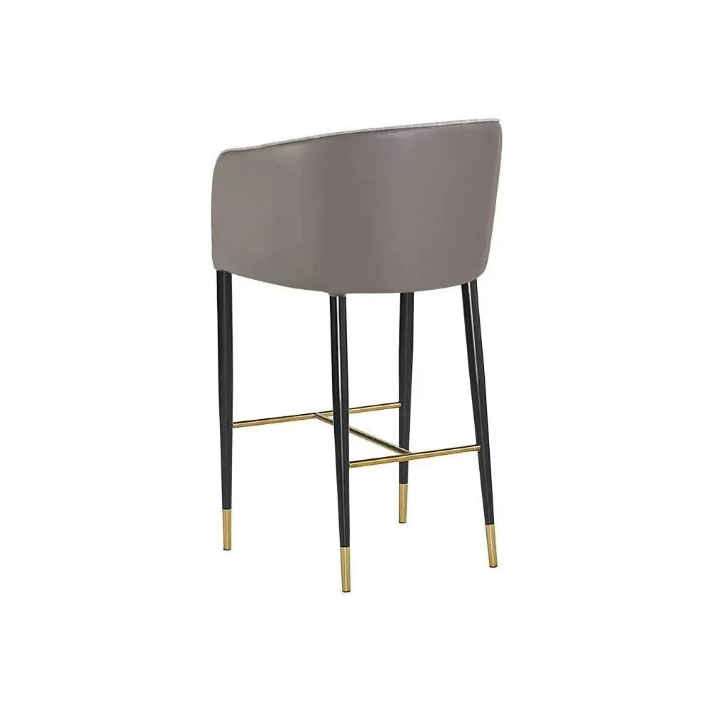 Asher Barrel Back Leather Barstool - LOOMLAN - SUNPAN - Bar Stools