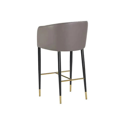 Asher Barrel Back Leather Barstool - LOOMLAN - SUNPAN - Bar Stools