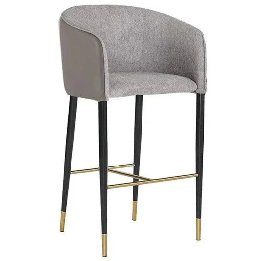 Asher Barrel Back Leather Barstool - LOOMLAN - SUNPAN - Bar Stools