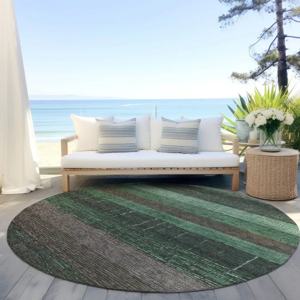 Ashuryn Green Washable Indoor - Outdoor Rug - LOOMLAN - LOOMLAN Rugs - Outdoor Rugs