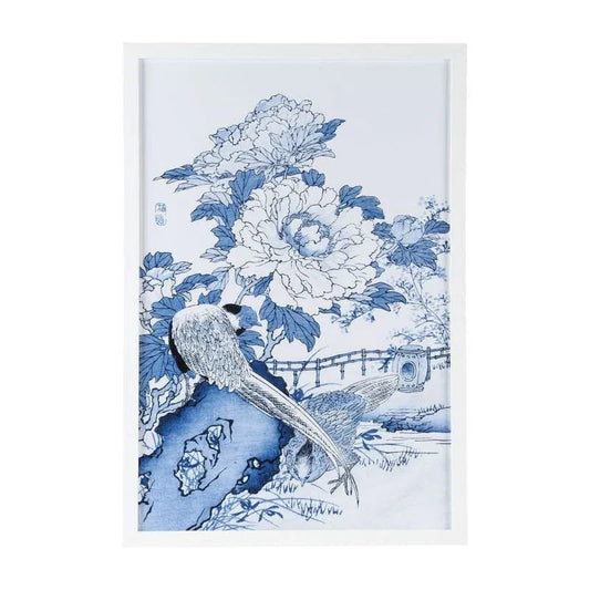 Asian Garden Blue And White Artwork-Framed Wall Art-Chelsea House-Garden II-LOOMLAN