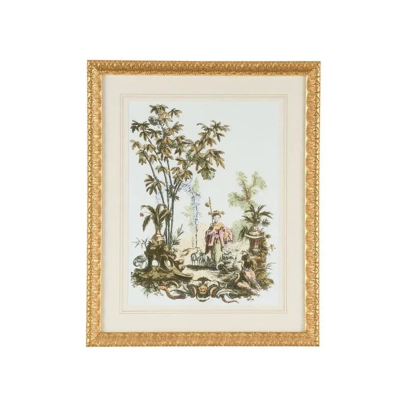 Asian Garden Gold Leaf Framed Artwork-Framed Wall Art-Chelsea House-Garden I-LOOMLAN