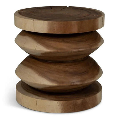 Asnee Natural Solid Chamcha Wooden Side Table - LOOMLAN - Urbia - Side Tables