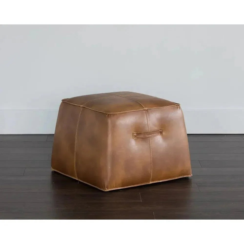 Aspen Leather Square Ottoman - LOOMLAN - SUNPAN - Ottomans