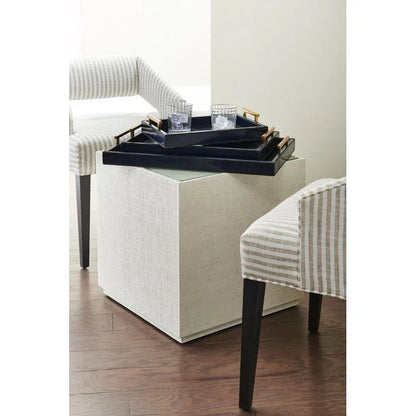 Assured Rich Blue Leather Tray (Set of 2) - LOOMLAN - Trays