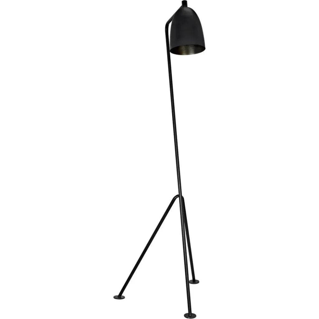 Asti Black Steel Floor Lamp-Floor Lamps-Noir-LOOMLAN