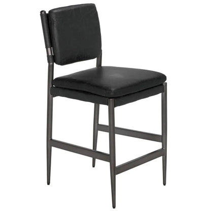 Astor Top - Grain Leather Counter Stool - LOOMLAN - Noir - Counter Stools