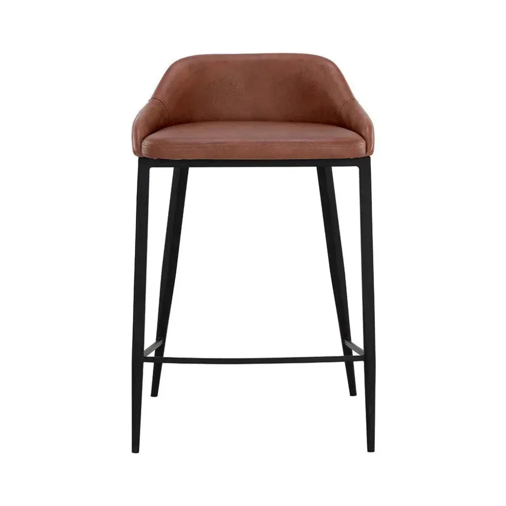Astra Leather Low Back Counter Stool - LOOMLAN - SUNPAN - Counter Stools