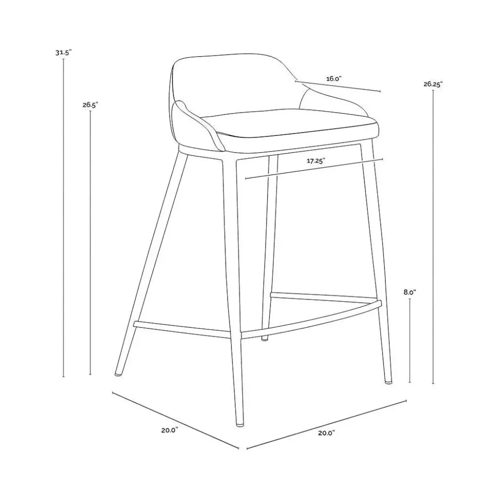 Astra Leather Low Back Counter Stool - LOOMLAN - SUNPAN - Counter Stools