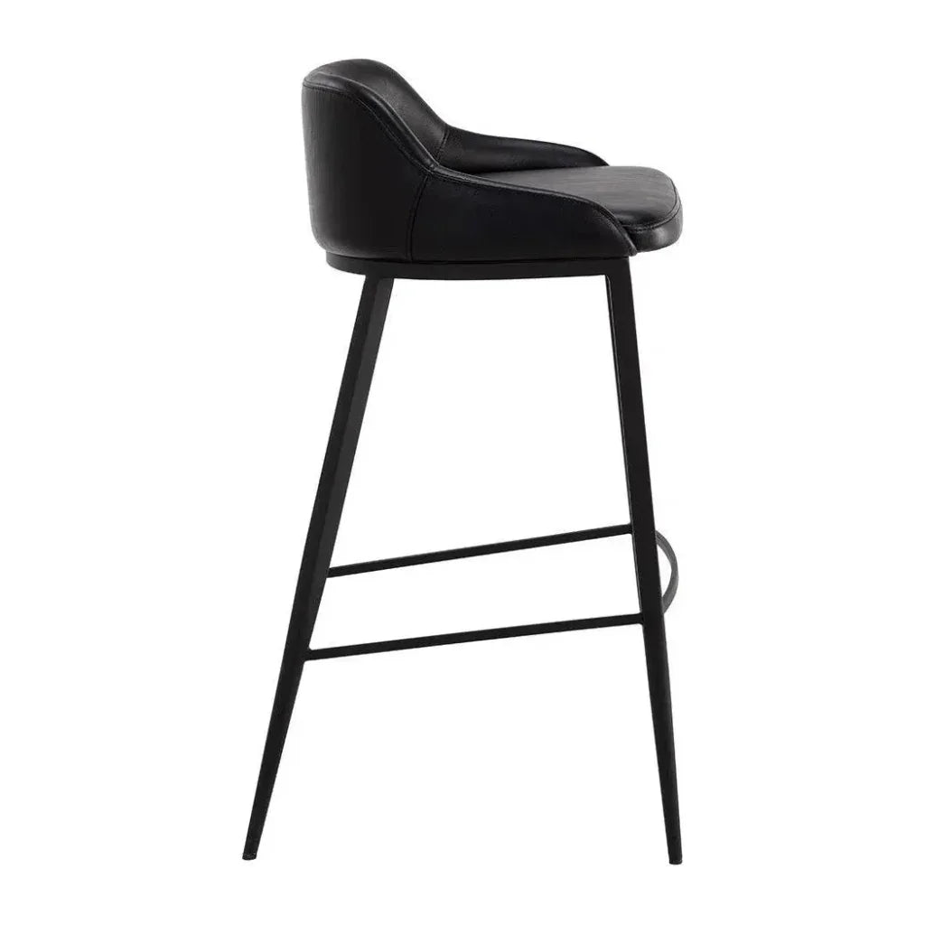 Astra Leather Lowback Barstool - LOOMLAN - SUNPAN - Bar Stools